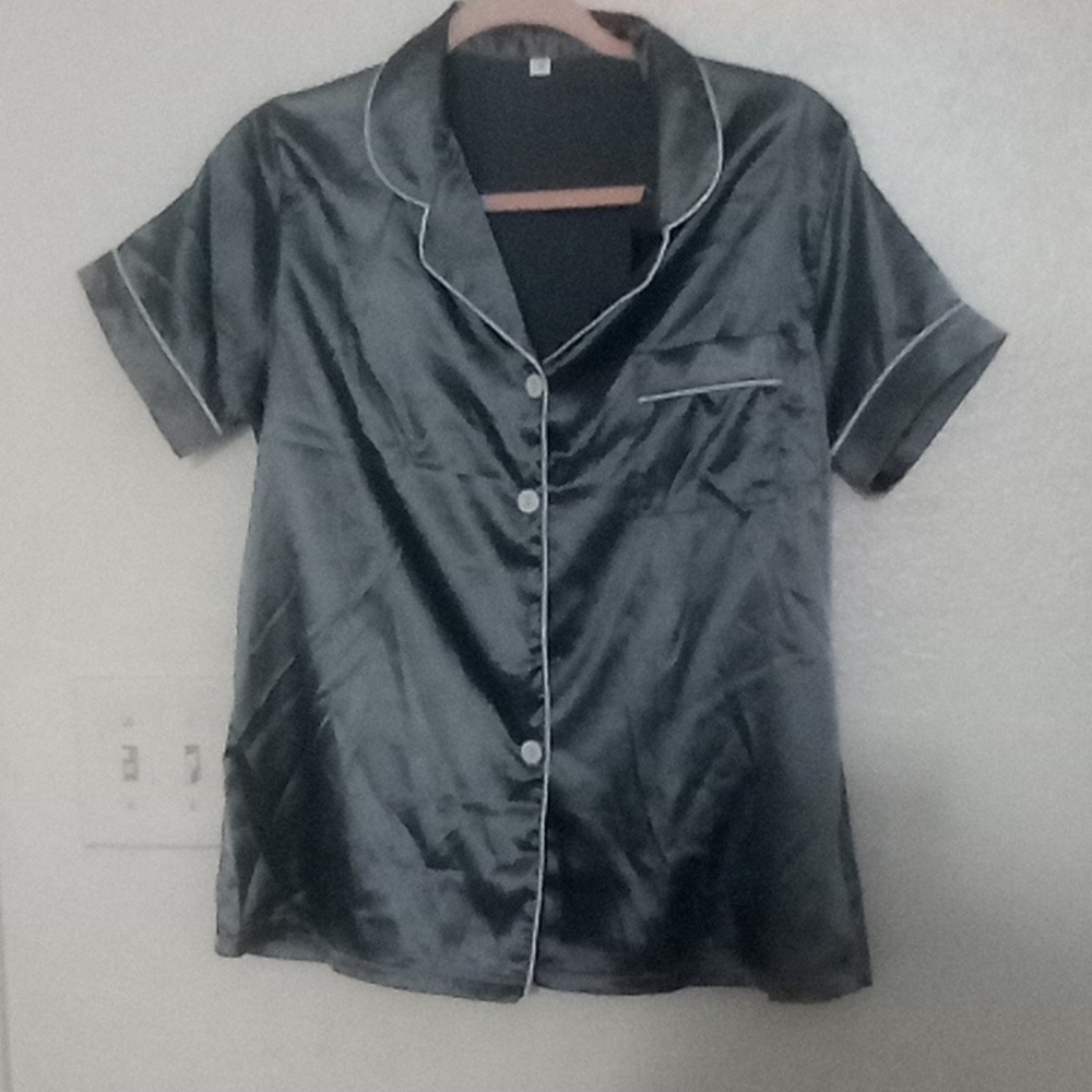 Dark teal medium size pajamas top and bottom SEXY, SLEEPWEAR, SLEEK, STATEMENT,